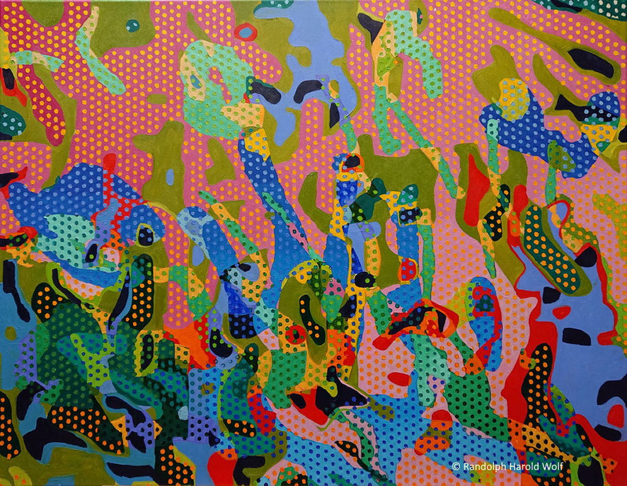 Espectadores disfrazados… o aves observando (2020)  Óleo sobre lienzo 90 × 70 cm