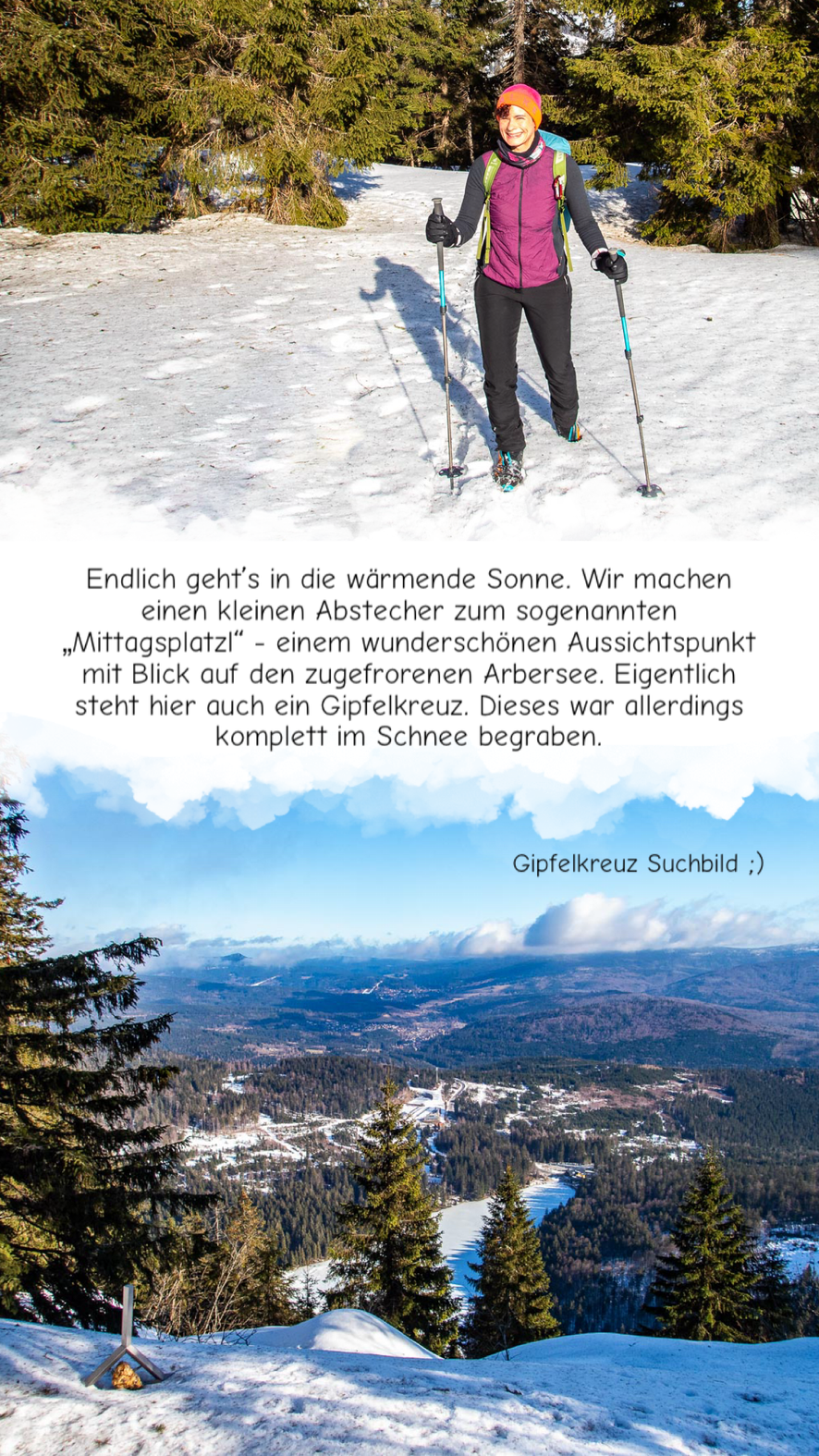 Verschneite Winterlandschaft im Bayerischen Wald auf dem Weg zum Arber