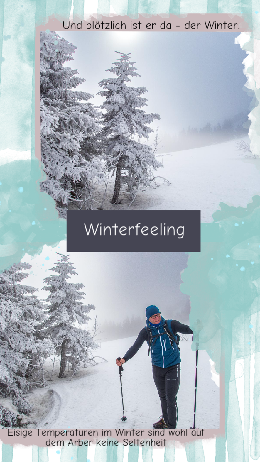 Vereiste Pfade und Winterstimmung beim Winteraufstieg im Bayerischen Wald