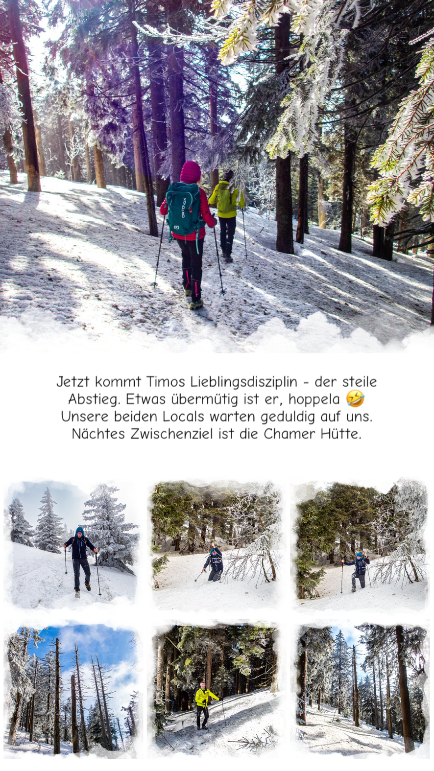 Verschneite Winterlandschaft im Bayerischen Wald auf dem Weg zum Arber