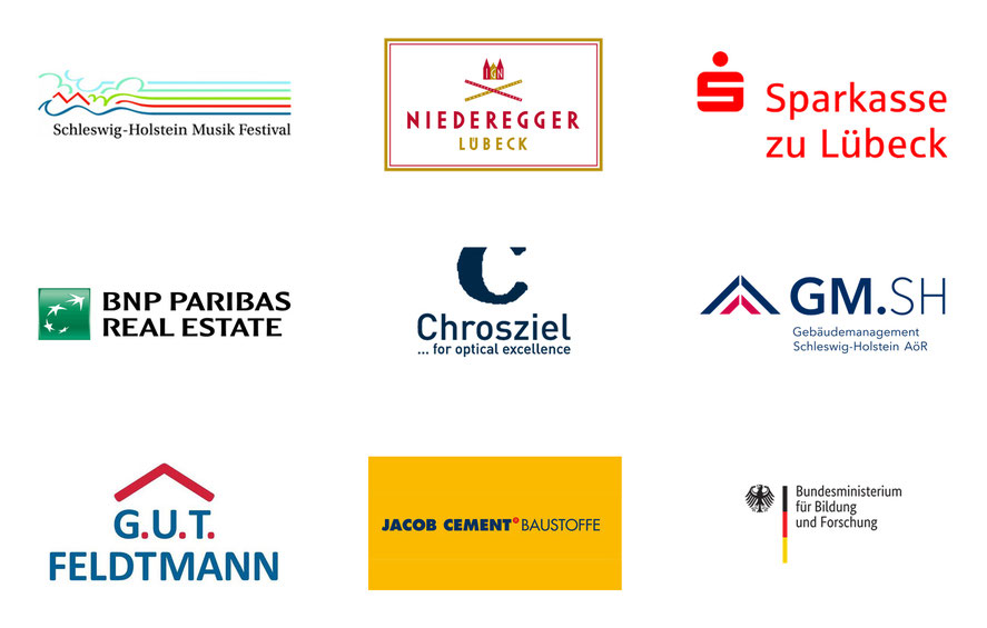 Logoleiste der Kreuzweise Filmproduktion mit Logos bekannter Unternehmen aus Lübeck, Hamburg & , Schleswig-Holstein. Wir sind stolz darauf, mit renommierten Partnern Videos und Medien zu erstellen.
