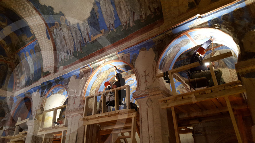 Lavori di restauro all'Açık Hava Müzesi, Göreme