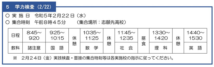 埼玉県公立高校入試,学力検査,時間割,準備物,持ち物,面接,実技検査