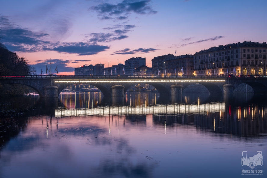 Il fiume Po 11a - Il ponte Vittorio Emanuele I al crepuscolo