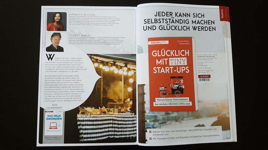 GLÜCKLICH MIT TINY START-UPS, Bellone/Matla, Redline Verlag 2019 © Bellone Franchise Consulting GmbH