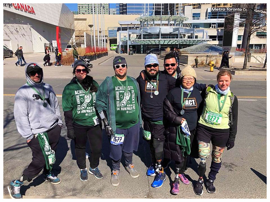 Members of Amputee Coalition of Toronto participating at the Annual Achilles St. Patrick’s Day 5K Run/Walk (picture courtesy of Todd Domingo)