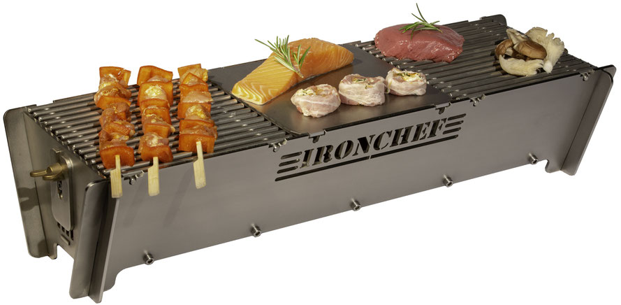 Ironchef Tischgrill für Holzkohle aus Edelstahl