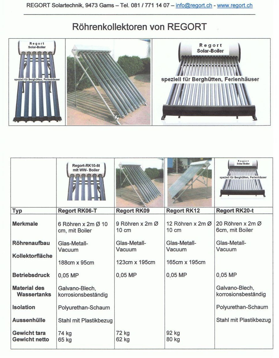 Röhrenkollektoren für Solar-Warmwasser von Regort