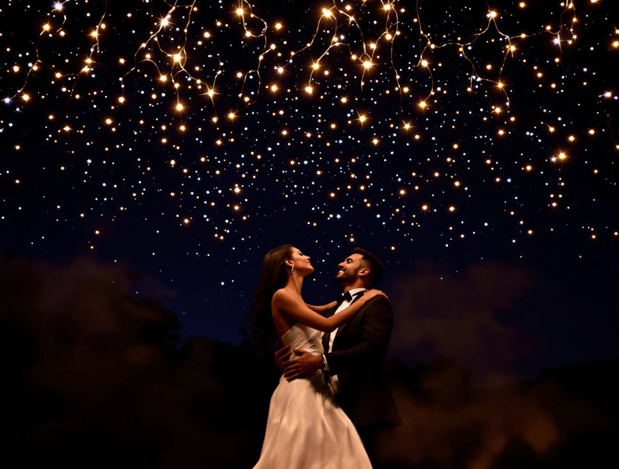 couple qui danse sous un ciel étoilé