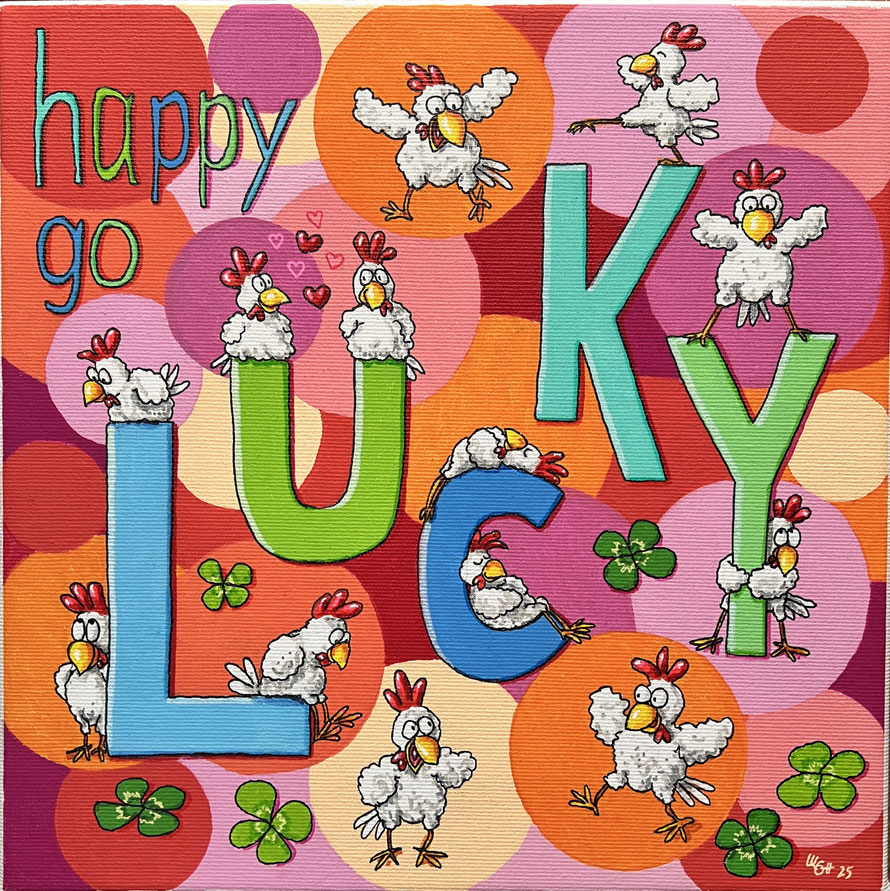 "happy-go-lucky" acrylstifte auf leinwand (2025) 30x30 cm