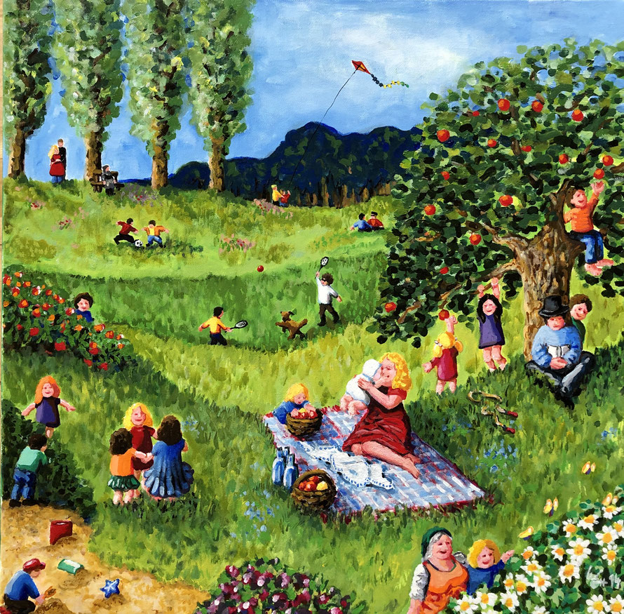 "freizeit im park"acryl auf leinwand (2014) 60x60cm