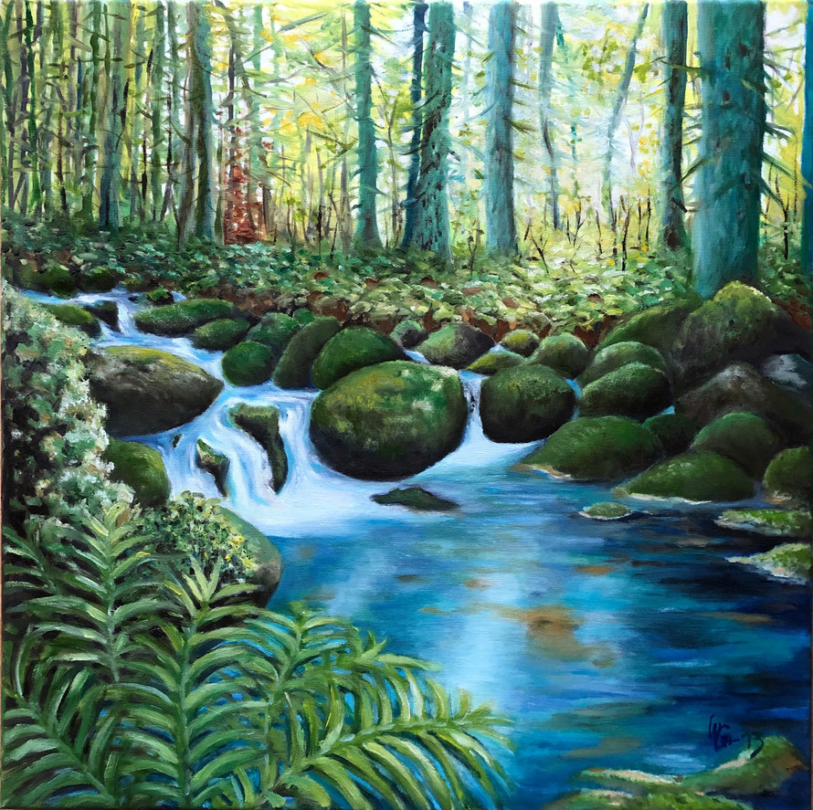 "waldquelle" öl auf leinwand (2013) 60x60 cm