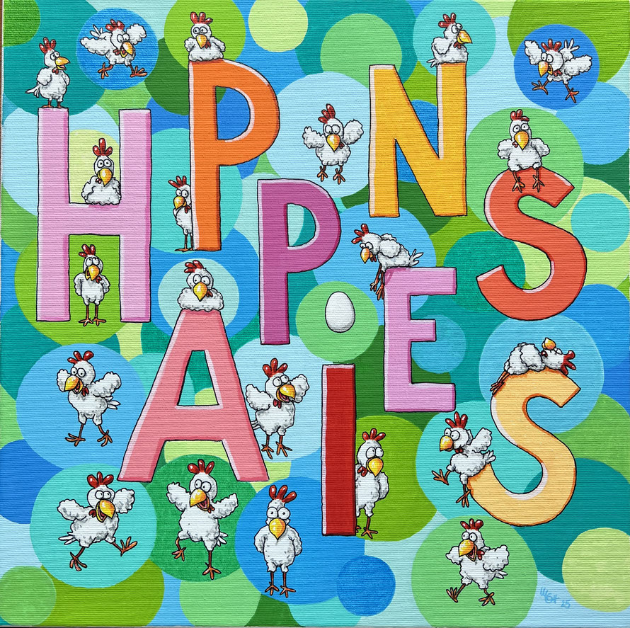 "HAPPINESS" acrylstifte auf leinwand (2025) 40x40 cm