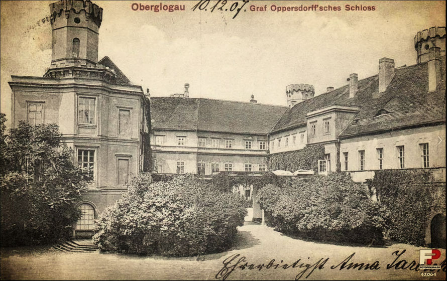 Oberglogau castle following its renovation in Tudor style at the turn of the century