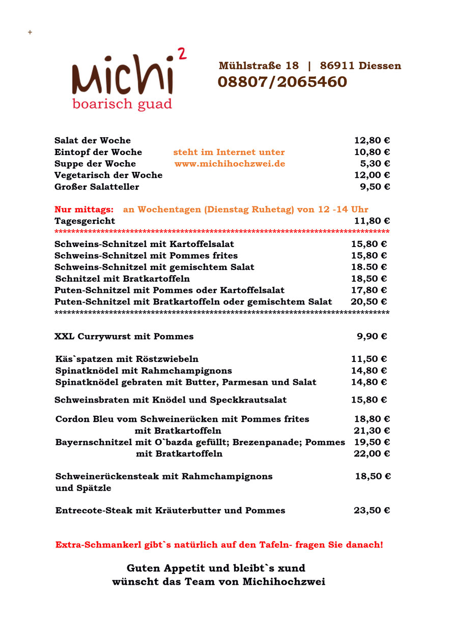 Wirtshaus Michihochzwei in Diessen_Speisekarte ab April 2025