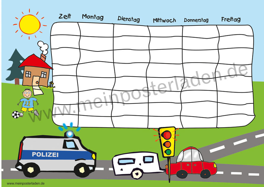 A4 Stundenplan Polizei, optional wiederbeschreibbar