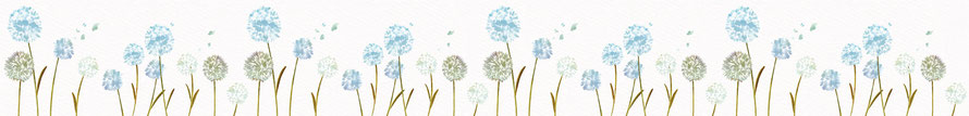 selbstklebende umweltfreundliche Vliesbordüre mit Aquarell Pusteblumen - blau - Sale - B-Ware