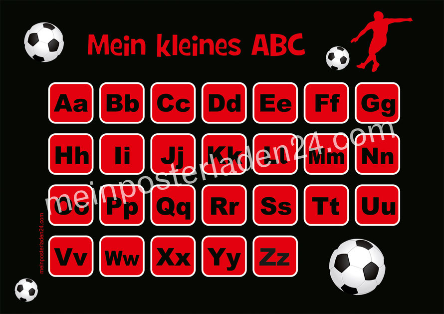 ABC Lernposter für die Grundschule Fußballspieler, optional laminiert