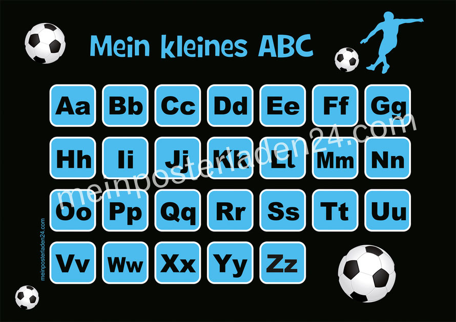 ABC Lernposter für die Grundschule Fußballspieler, optional laminiert