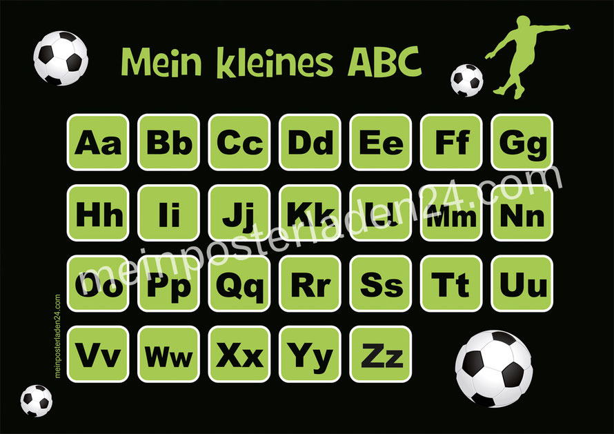 ABC Lernposter für die Grundschule Fußballspieler, optional laminiert
