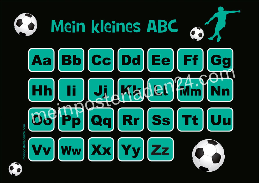 ABC Lernposter für die Grundschule Fußballspieler, optional laminiert