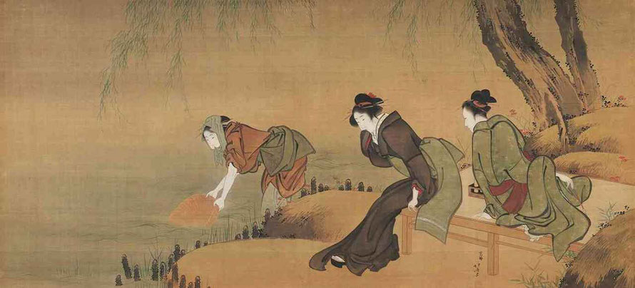 葛飾北斎《墨堤三美人図》 19世紀 後期展示