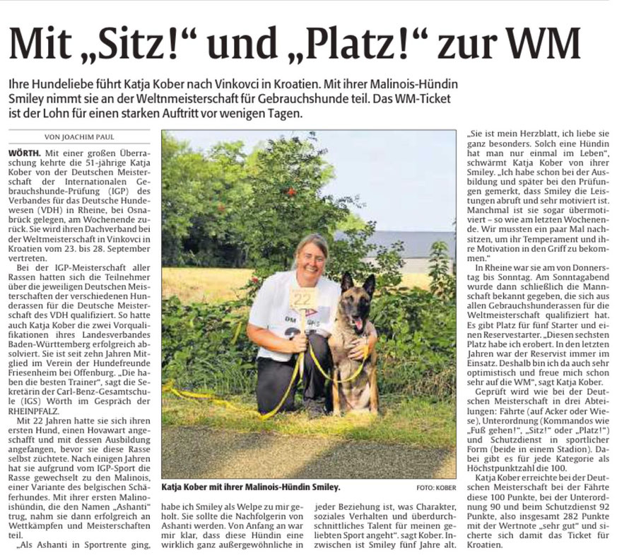 Aus "Die Rheinpfalz" vom 9. August 2024
