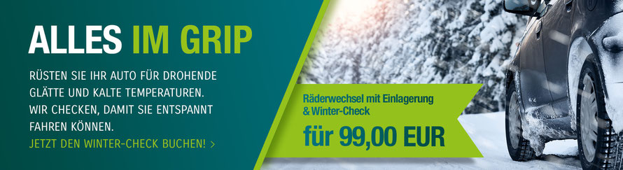 Ein Auto fährt bei Schneefall auf einer Landstraße im Wald.
