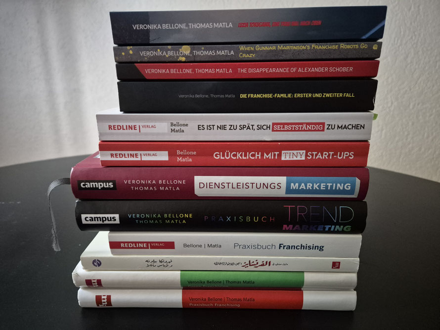 Bücher des Autorenduos Veronika Bellone & Thomas Matla © Bellone Franchise Consulting GmbH