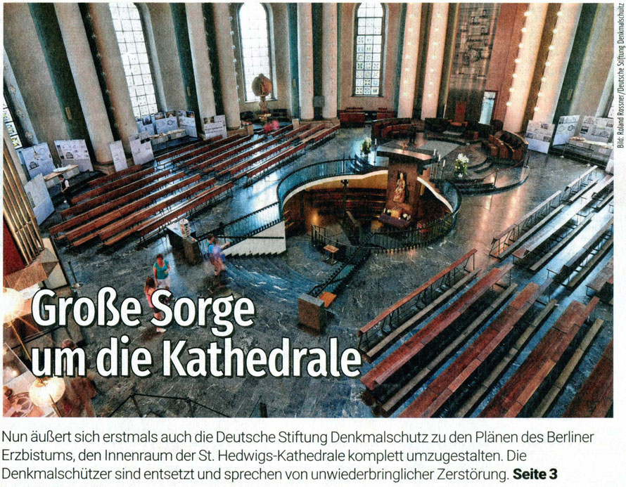 2017-07-22_Berliner Abendblatt_Titelartikel zur Hedwigskathedrale_Deutschlands Denkmalschützer warnen vor Kathedralen-Umbau