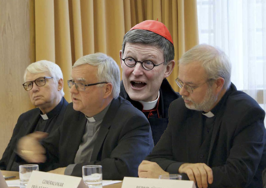 Pressekonferenz am 12.11.2015 (v. l. Dompropst Rother, Erzbischof Koch, Generalvikar Przytarski) im Sinne von Kardinal Woelki, Köln