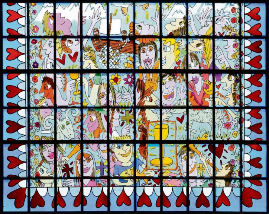 Pop-Art-Kirchenfenster von Jamie Rizzi in Essen _ Foto: epd