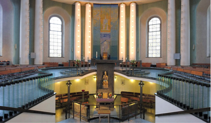 Der zeugnishafte Innenraum des 1963 vollendeten Wiederaufbaus der St. Hedwigs-Kathedrale Berlin bedarf nur einer Sanierung.
