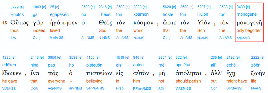 Interlinearübersetzung Johannes 3,16