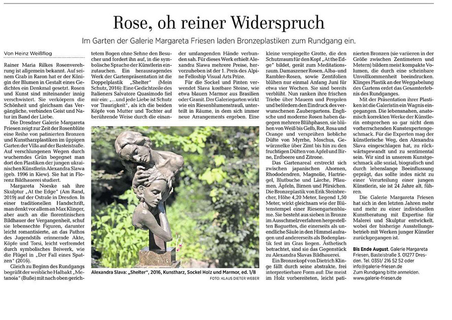 "Rose, oh reiner Widerspruch", the article in Dresdner Neueste Nachrichten (DNN) with the photo by Klaus-Dieter Weber