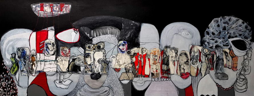 ARTwork: Rosemie Becker | SELECTed . 04 - Titel: Kopfgeburten 2.0, 2022 - 55x140cm | Preis: SOLD!