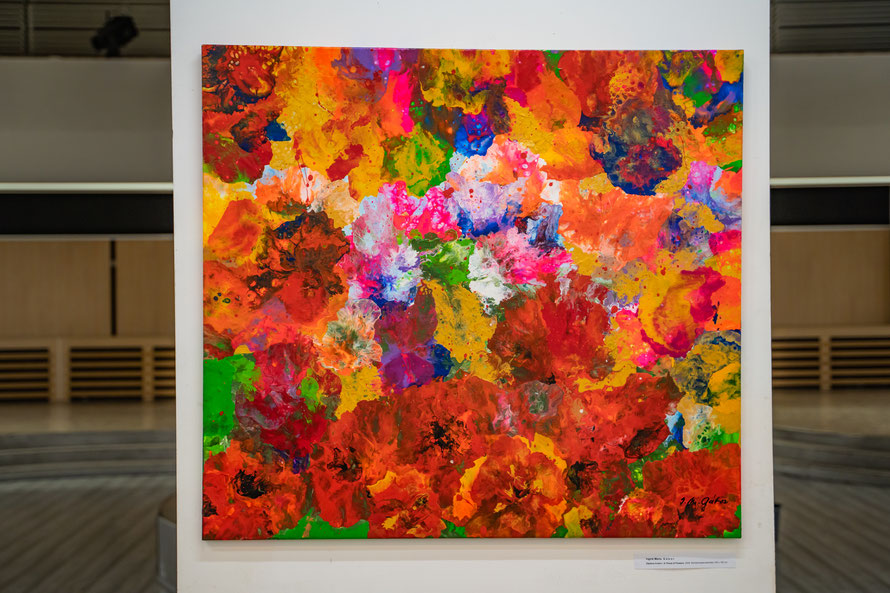 ARTwork: Ingrid Maria Gabor (SK) - SELECTed . 20 | Titel: Blumenflut, 110x100cm | Acryl Kammtechnik - Preis: 1.300,00€