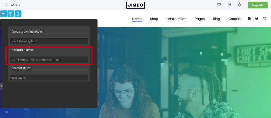 navigation styling - Jimdo