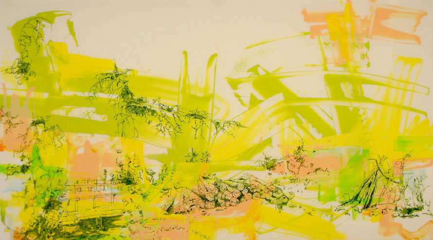 © Joana Fischer,Traumwandeln - dreamwalking, 2013, ink on plexiglass, 42 x 75 inches