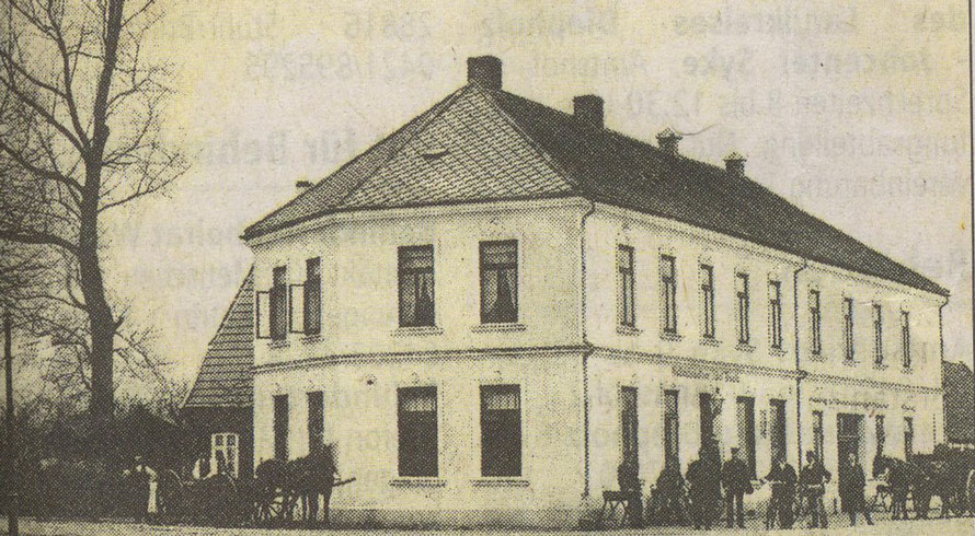 Eine Postkarte von ca. 1900 / Anzeige Syker Zeitung vom 21.4.1900