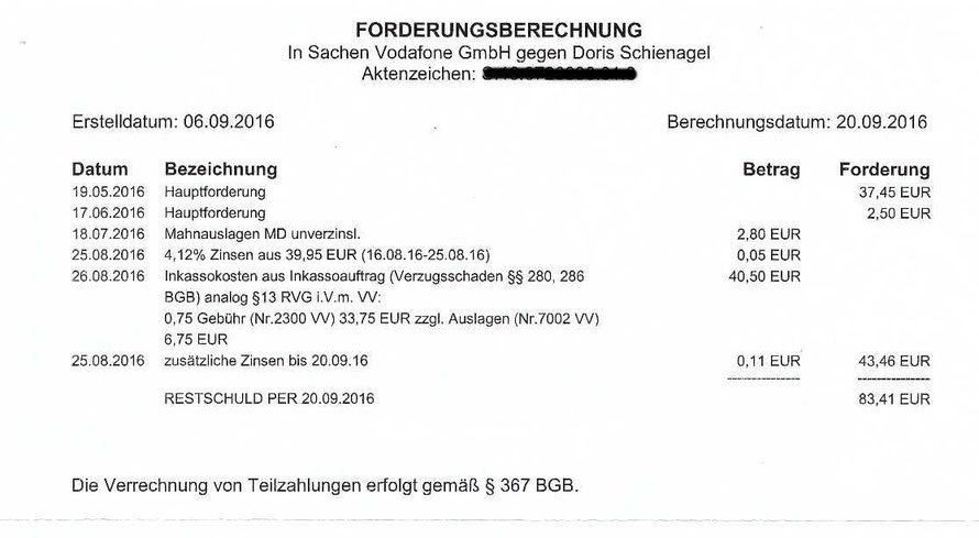 Forderung bis 20.09.2016