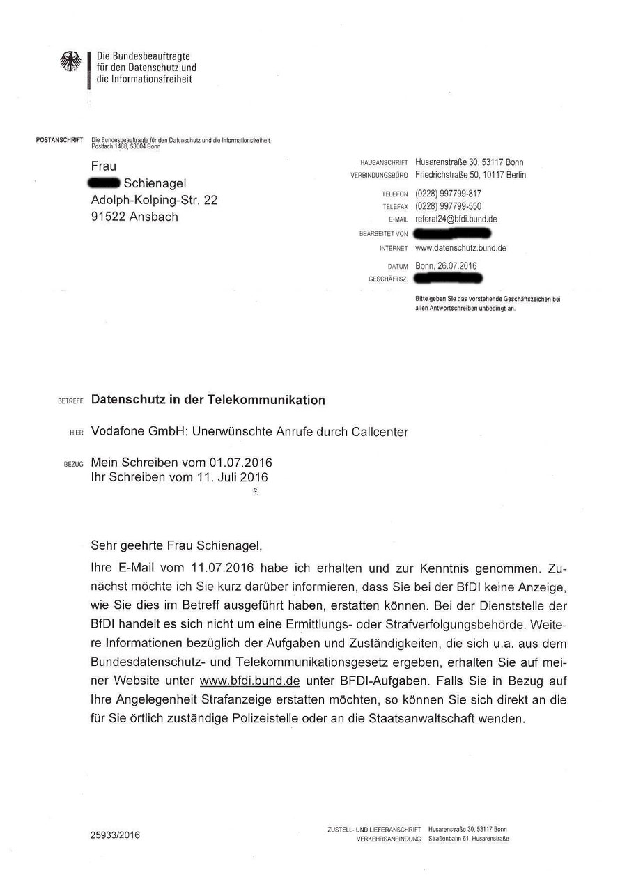 Bundesbeauftragte hat eine andere Auffassung als wir