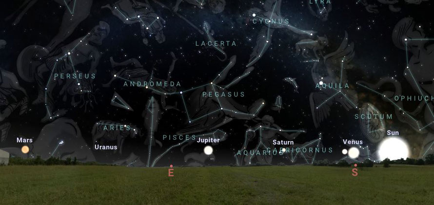 Tähtitaivas 25.12.2022 Lähde Stellarium