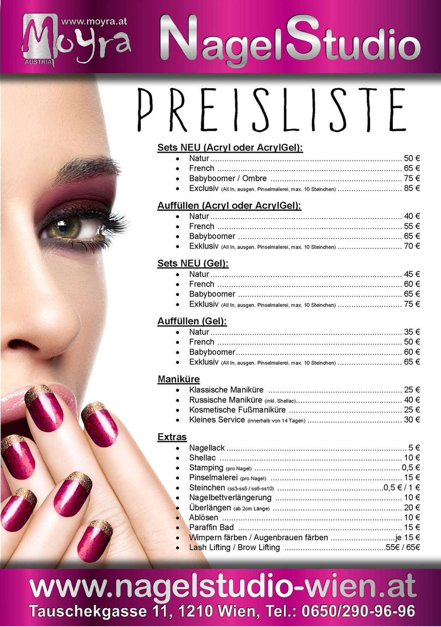 Gel U Acrylnagel Preisliste Nagelstudio Wien Naegel Selbst Designen
