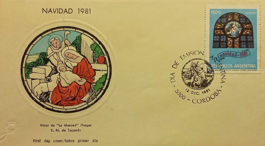 Large image of Christmas first day cover or FDC; Argentina, 1981