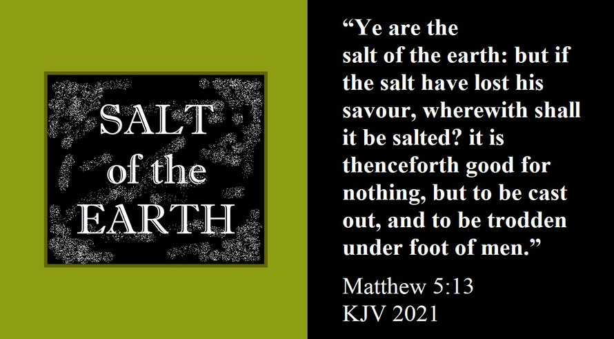 Faith Expression Artwork about Christian Living and Bible Verse Matthew 5:13 - “Ye are the salt of the earth: but if the salt have lost his savour, wherewith shall it be salted? it is thenceforth good for nothing, but ....”