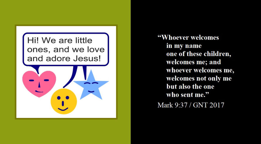 Faith Expression Artwork about Children and God and Bible Verse Mark 9:37 - “Whoever welcomes in my name one of these children, welcomes me; and whoever welcomes me, welcomes not only me but also the one who sent me.”