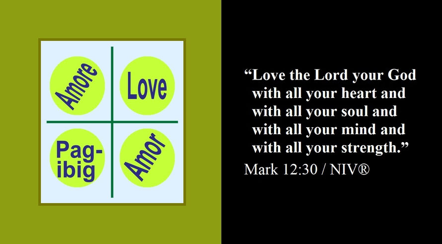 Faith Expression Artwork about the Greatest Commandment and Bible Verse Mark 12:30 (E) - “Love the Lord your God with all your heart and with all your soul and with all your mind and with all your strength.”