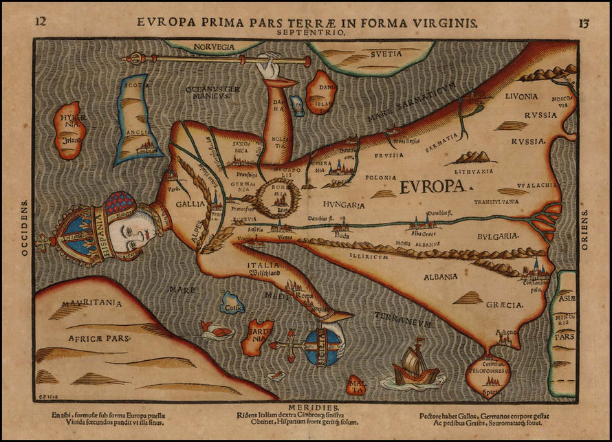 Europa Regina in Heinrich Büntings Itinerarium Sacrae Scripturae (1582) - CC0 - gemeinfrei