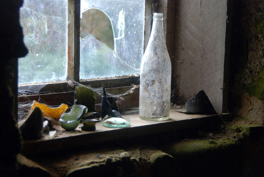 Poetic detritus peopling the window sill of Lewis Ackers' and his wife, Meri Pi's house on Stewart Island.